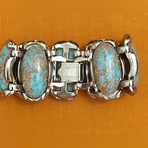 Selro Selini Bracelet, Baby Blue with Copper Confetti Cabochons Bracelet - Picture 3 of 4